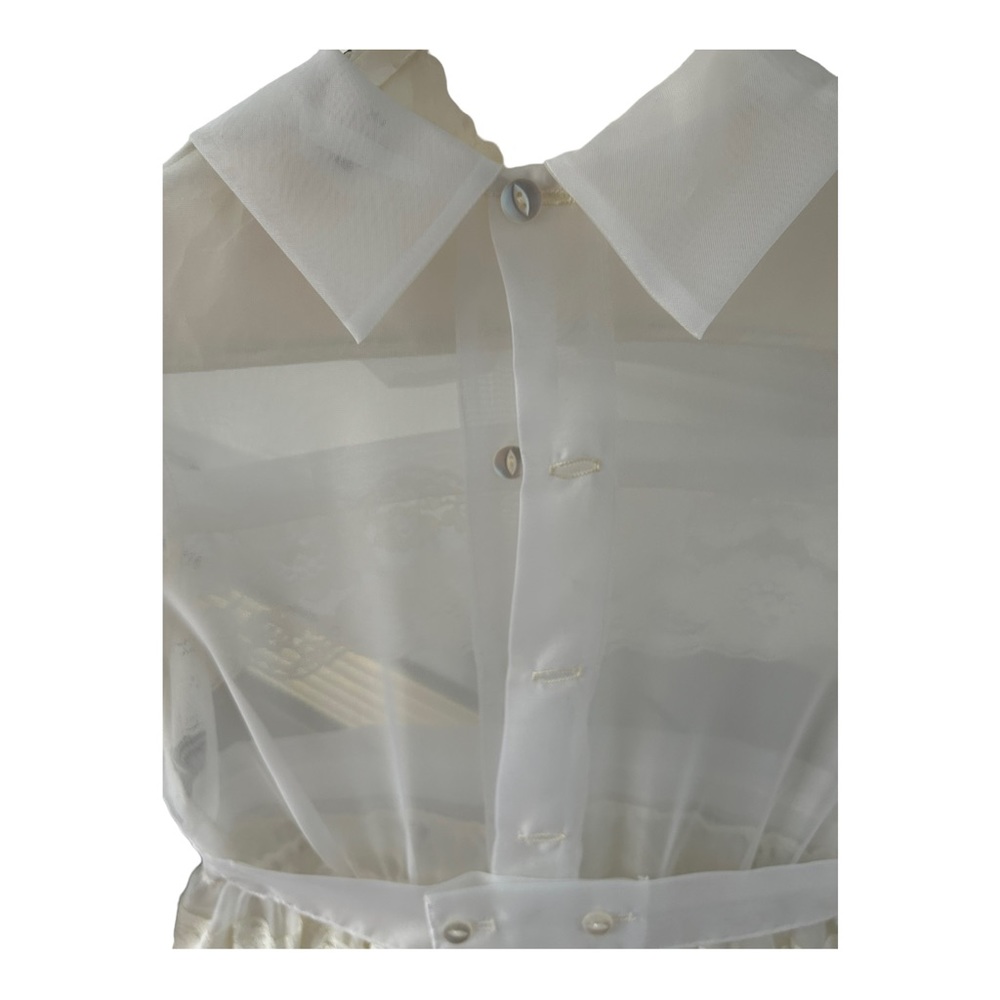 VTG First Holy Communion Dress Cream Lace 3 Piece 80s 90s Dress Slip Scarf READ - Picture 7 of 16